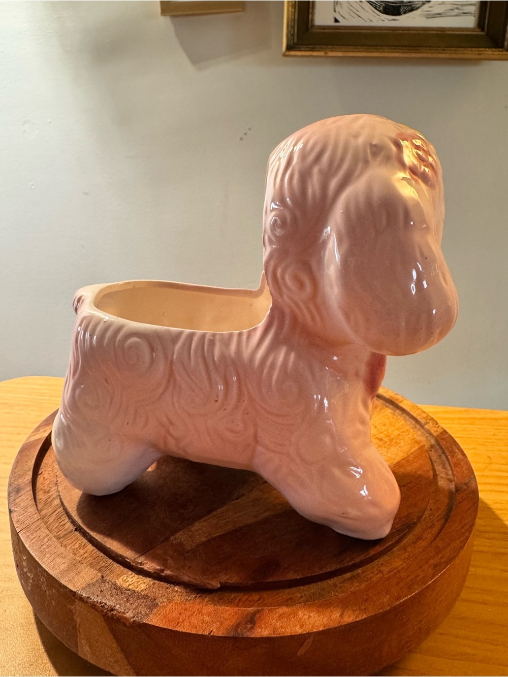 Royal Copley Vintage Pink Ceramic Poodle Planter - Kitschy Decorative Accent - Picture 6 of 8